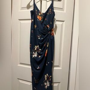 Side Cinched floral mid calf dress